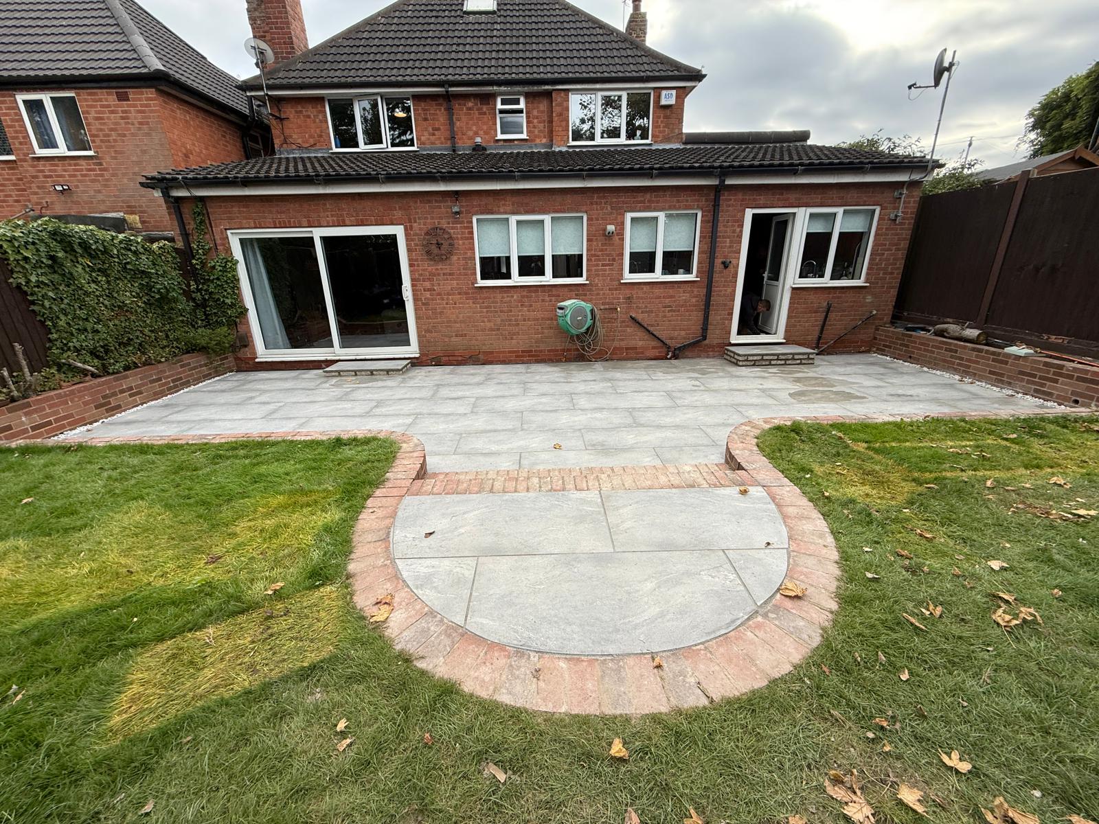 Garden after new patio and turf installation
